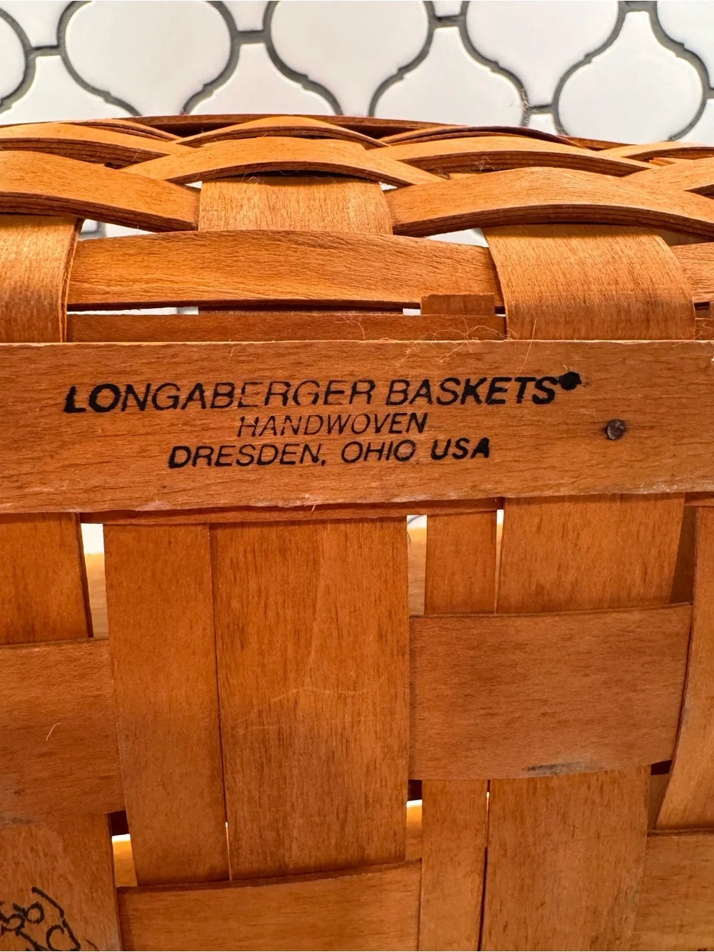 Longaberger Handwoven Divided Basket in Warm Brown Caddy